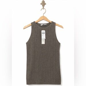 NWT 100% Cashmere ribbed tank by The Cashmere Project in clay heather